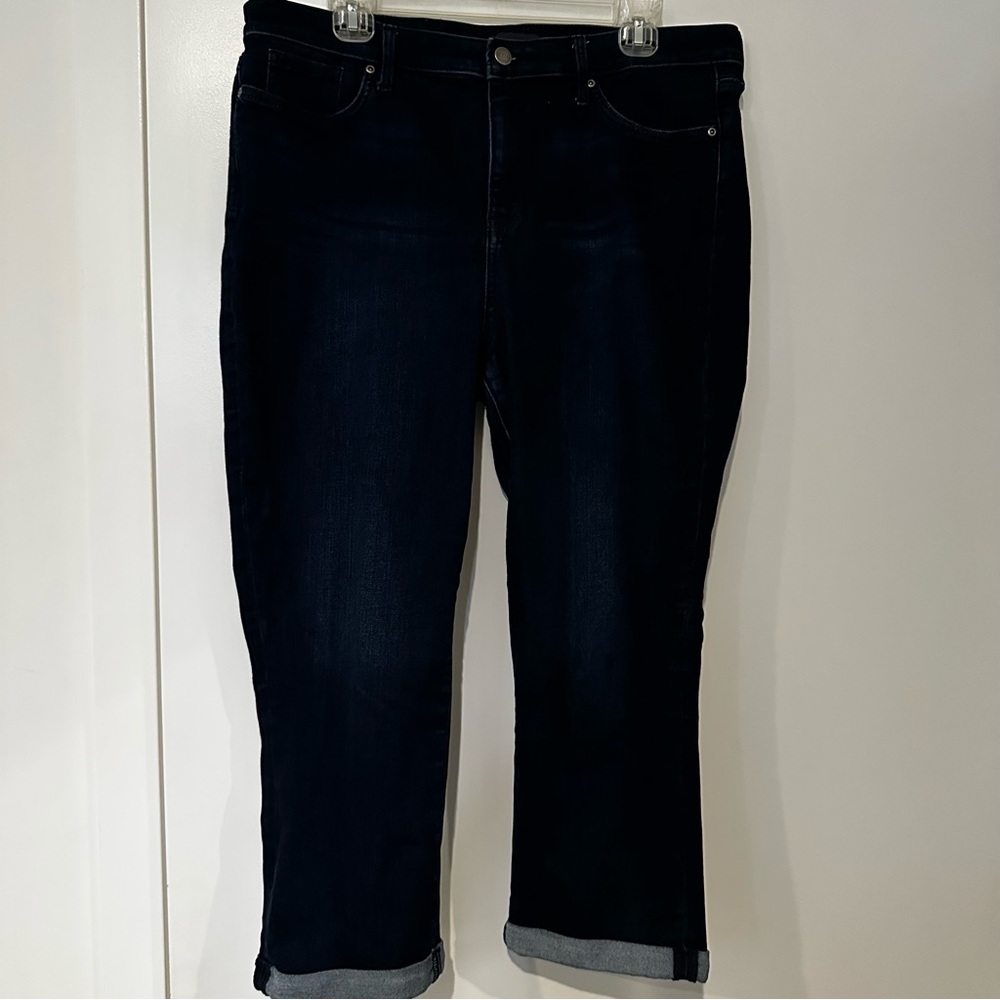 NYDJ Dark Blue Jeans 3/4 Cut Size 14